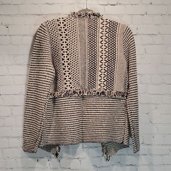 Chico's textured fringe Lucy cardigan tan and blue NWT - Picture 8 of 10